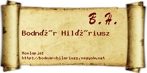 Bodnár Hiláriusz névjegykártya